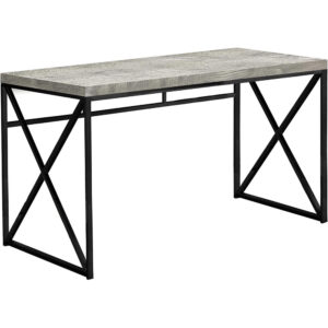 Modern Computer Desk – 47" Home Office Desk with Metal Frame and Wood-Look Surface (Grey / Black)