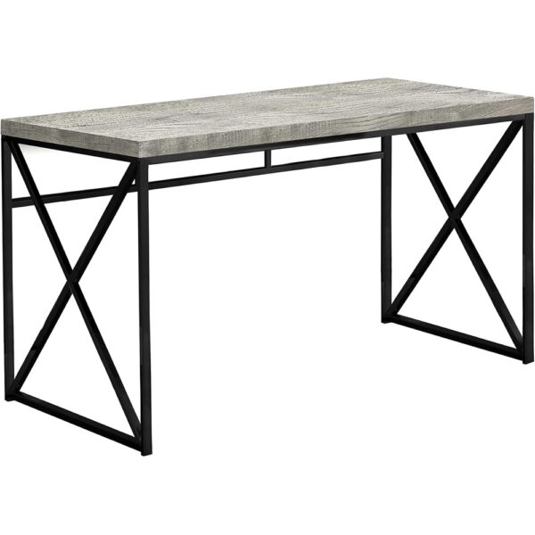 Modern Computer Desk – 47" Home Office Desk with Metal Frame and Wood-Look Surface (Grey / Black)