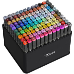 120-Color Dual Tip Alcohol Marker Set – Art Markers for Drawing, Sketching & Illustration