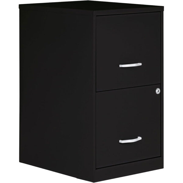 2-Drawer Locking Filing Cabinet – Steel Office File Storage for Letter-Size Documents (Black)